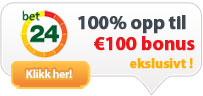 Få €100 i velkomstbonus hos Bet24! Få €100 i velkomstbonus hos Bet24!
