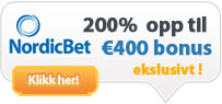 Få €400 i velkomstbonus hos Nordicbet! Få €400 i velkomstbonus hos Nordicbet!